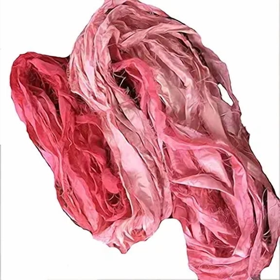 Knitsilk Recycled Sari Silk Ribbon |Best for Crochet, Knitting and Jewelry Making |Sustainable and Unique Texture Ribbon Yarn |50 GMS-30Yards-Peach Ombre, Pack of 1|