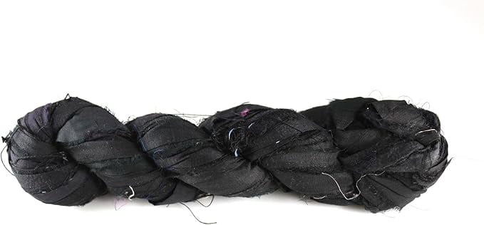 Knitsilk Recycled Sari Silk Ribbon Yarn|Best for Crochet, Knitting, and Embroidery |Sustainable and Unique|50 GMS-30Yards-Blue|Pack of 3