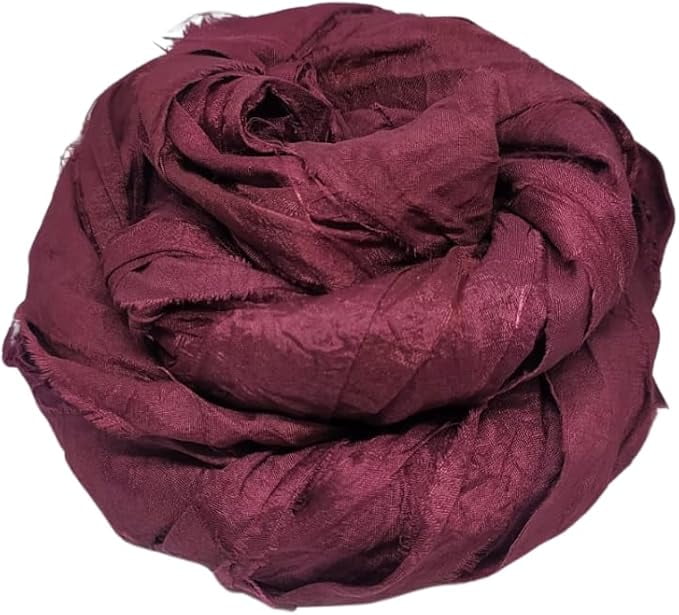 Knitsilk Recycled Sari Silk Ribbon Yarn|Best for Crochet, Knitting, and Embroidery |Sustainable and Unique|50 GMS-30Yards-Brown|Pack of 2