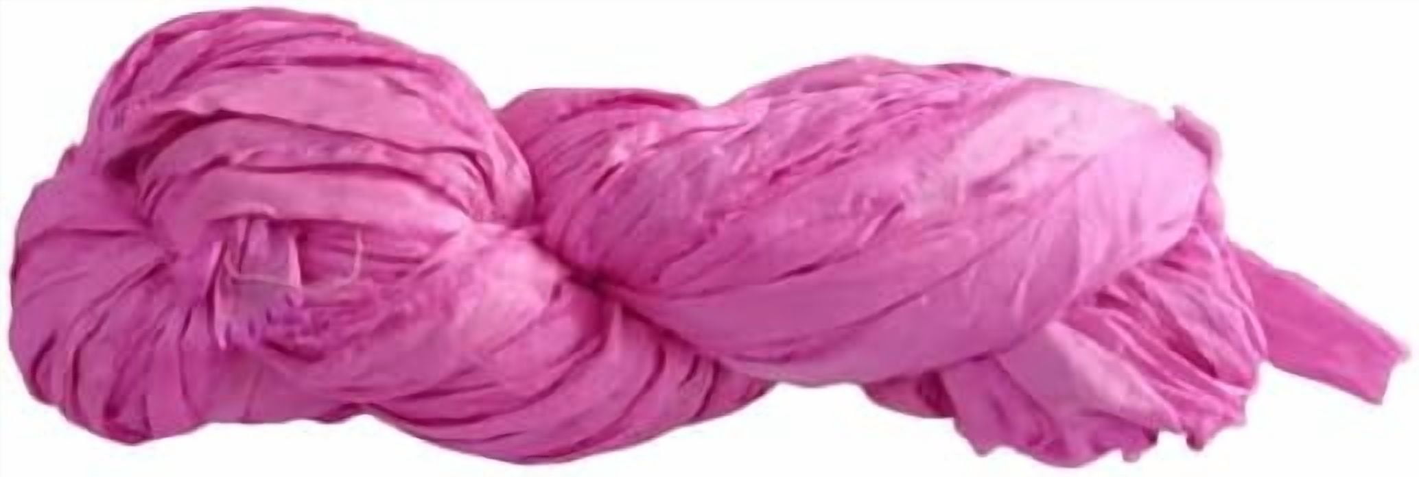 Knitsilk Recycled Sari Silk Ribbon Yarn|Best for Crochet, Knitting, and Embroidery |Sustainable and Unique|50 GMS-30Yards-Hot Pink|Pack of 2
