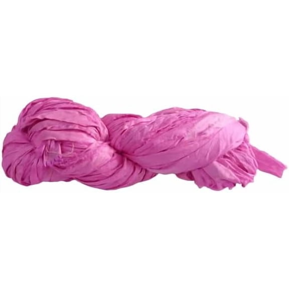 Knitsilk Recycled Sari Silk Ribbon Yarn|Best for Crochet, Knitting, and Embroidery |Sustainable and Unique|50 GMS-30Yards-Hot Pink|Pack of 3