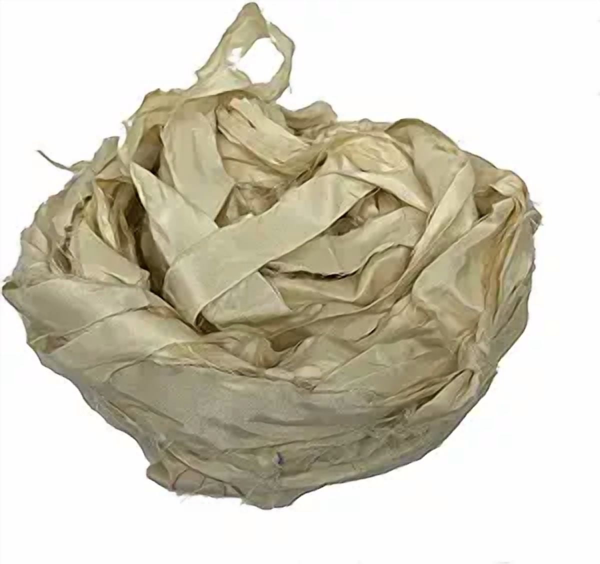 Knitsilk Recycled Sari Silk Ribbon Yarn|Best for Crochet, Knitting, and Embroidery |Sustainable and Unique|50 GMS-30Yards-Ivory|Pack of 2