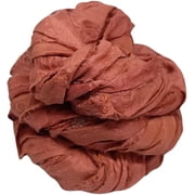 Knitsilk Recycled Sari Silk Ribbon Yarn|Best for Crochet, Knitting, and Embroidery |Sustainable and Unique|50 GMS-30Yards-Rust| Pack of 2