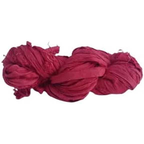 Knitsilk Recycled Sari Silk Ribbon Yarn-Super Bulky Plum Yarn|Best for Crochet, Knitting, and Embroidery and Jewelry Making |Sustainable and Unique Texture Ribbon Yarn|50 GMS-30Yards-Plum|