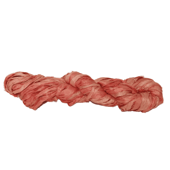 Knitsilk Recycled Sari Silk Ribbon Yarn-Super Bulky Yarn|Best for Crochet, Knitting, and Embroidery and Jewelry Making |Sustainable and Unique Texture Ribbon Yarn|50 GMS-30Yards-Peach, Pack of 1