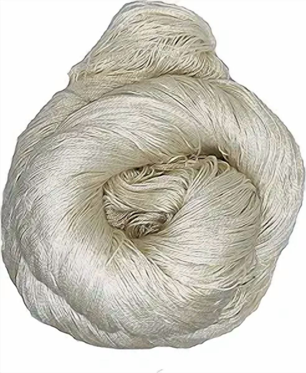 Knitsilk Silk Yarn 20/2 Undyed 100% Mulberry Silk Undyed, 100 Grams & Approx. 1,000 Yards, Spun Silk Natural Silk