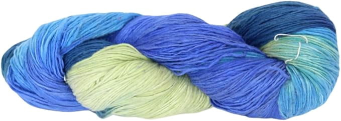 Knitsilk Tops Yarn-Mulberry Silk Roving Yarn in Shades of Green Blue | Hand Tie & Die | 225++ Yards carded Pure Silk (Pack of 2) (200 Grams)
