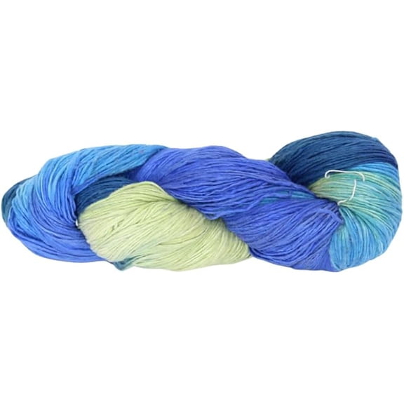 Knitsilk Tops Yarn-Mulberry Silk Roving Yarn in Shades of Green Blue | Hand Tie & Die | 225++ Yards carded Pure Silk (Pack of 2) (200 Grams)