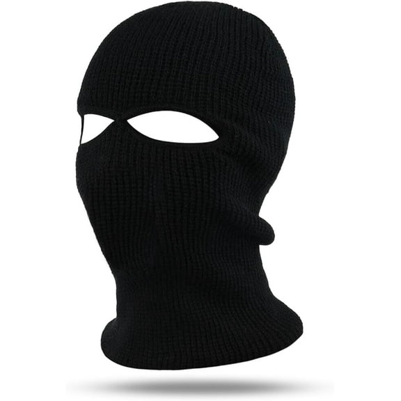 Knitted 2-Hole Balaclava, Black Skimask for Men and Women, Windproof Face Mask, Winter Warm Full Face Balaclavas for Outdoor Sports Skiing Cycling Snowboarding Moto, One Size