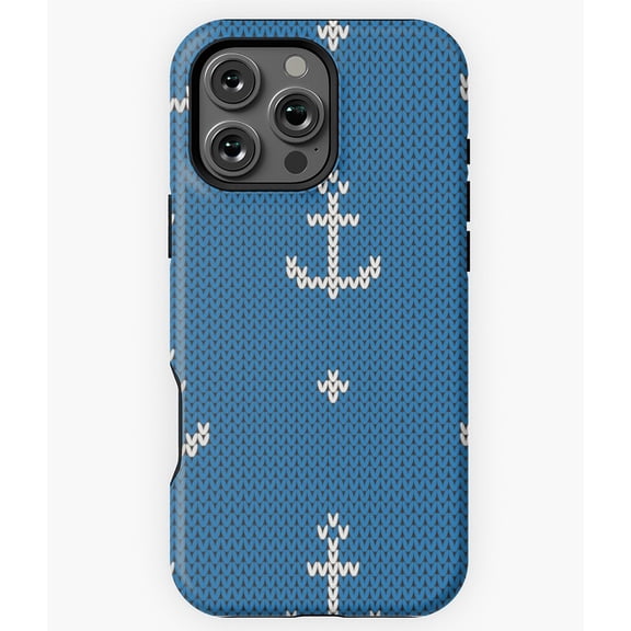 Knitted Anchor Nautical Sailor Gift Phone Case for iPhone 16 15 14 13 12 11 Pro Max