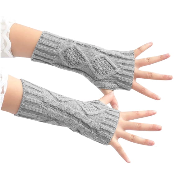 Knitted Arm Warmers Gloves Winter Long Fingerless Gloves Thumb Hole Gloves Mittens for Women and Men
