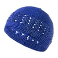 thumbnail image 1 of Knitted Beanie Hat Solid Color Hand Crocheted Hat Openwork Summer Sun Beach Cap for Running Workouts, 1 of 2