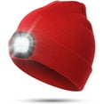 thumbnail image 1 of Knitted Beanie Hat With 4 LED Flashlight Winter Hat Headlamp Cap for Hunting Camping Unisex (Red), 1 of 9