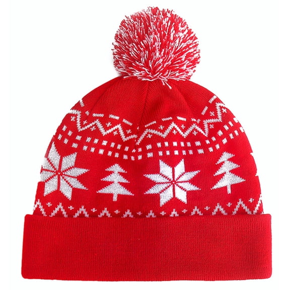 Knitted Beanie Hat for Students Adult Windproof Christmas Hat Handmade Jacquard Snowflake Pattern Keep Warm Cycling Hat