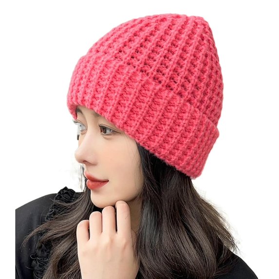Knitted Beanies for Women Fisherman Beanie Roll Up Edge Bonnet Skull Cap Warm Bucket Hat Fall Winter Cap Ski Travel