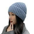 thumbnail image 1 of Knitted Beanies for Women Fisherman Beanie Roll Up Edge Bonnet Skull Cap Warm Bucket Hat Fall Winter Cap Ski Travel, 1 of 7