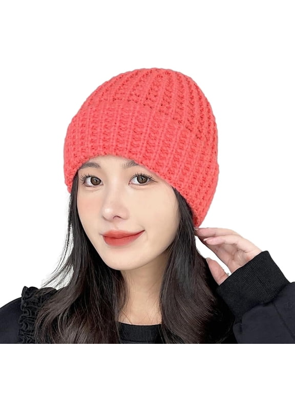 Knitted Beanies for Women Fisherman Beanie Roll Up Edge Bonnet Skull Cap Warm Bucket Hat Fall Winter Cap Ski Travel