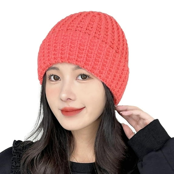 Knitted Beanies for Women Fisherman Beanie Roll Up Edge Bonnet Skull Cap Warm Bucket Hat Fall Winter Cap Ski Travel