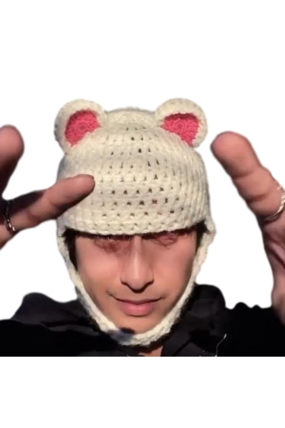 Knitted Bear Hats Headdress Photo Props Handmade Headwear Photo Props Accessories Panda Ears Bear Theme