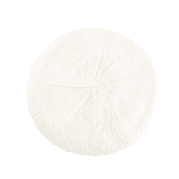 Knitted Beret Beanie Hat - White