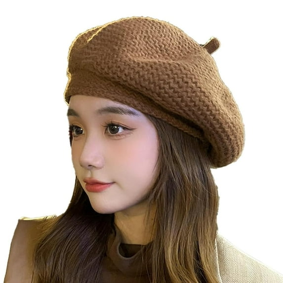 Knitted Berets for Women French Beret Hats for Women Trendy Painter Cap Beanies Warm Fall Winter Hat Tea Party