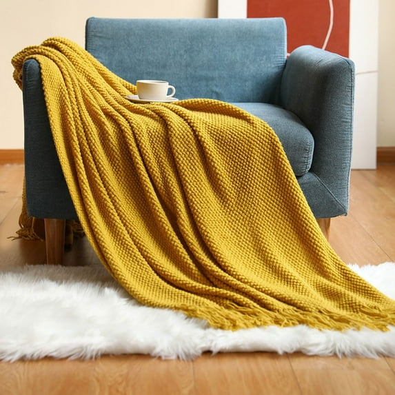 Knitted Blanket, Lightweight Blanket, Four Season Breathable Soft Throw Blanket for Indoor Outdoor Use, Multicolor Nylon Spandex 50x72 Inch Cozy Warm Covering