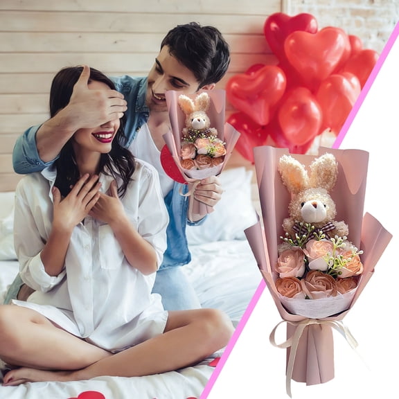 Knitted Bouquet Sunflower Rose Yarn Flower, Handmade Crochet Artificial Flowers Arrangement for Christmas Mantel Display, Unique Home Decor Gift, Diy Floral Centerpiece for Holiday Tabletop Sopatenor