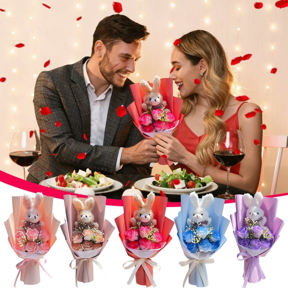 Knitted Bouquet Sunflower Rose Yarn Flower, Handmade Crochet Artificial Flowers Arrangement for Christmas Mantel Display, Unique Home Decor Gift, Diy Floral Centerpiece for Holiday Tabletop Sopatenor