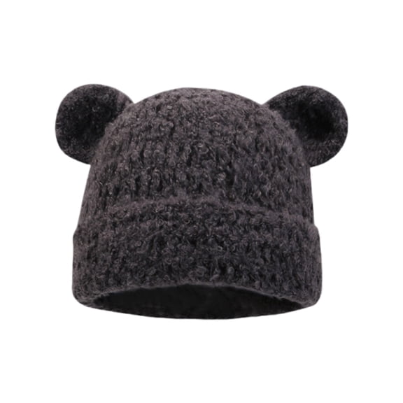 Knitted Brimless Bear Ear Hat for Outdoor Activity Windproof Winter Breathable Hat All Matching Warm Hat for Women Teens