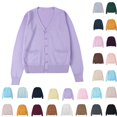 thumbnail image 1 of Knitted Button Cardigan for Women Double Pocket Long Sleeved Casual Outwear Women's Solid Color Leisure Non-Hooded Open Front Jackets, 1 of 3