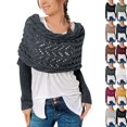 thumbnail image 1 of Knitted Cable Wrap Shawl with Sleeves, Multifunctional Scarf Dark Gray, 1 of 5