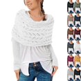 thumbnail image 1 of Knitted Cable Wrap Shawl with Sleeves, Multifunctional Scarf White, 1 of 5