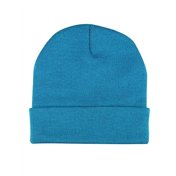 Knitted Cap Beanie with Cuff - Aqua