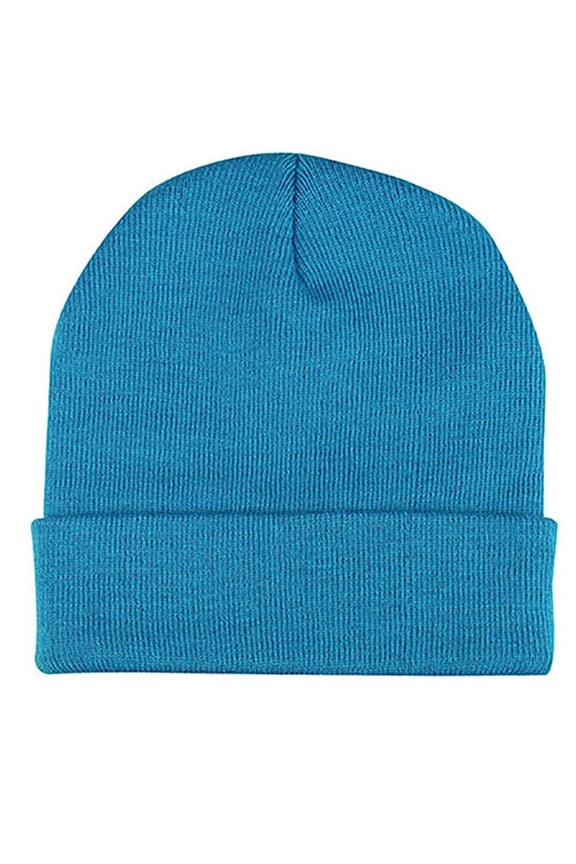 Knitted Cap Beanie with Cuff - Aqua
