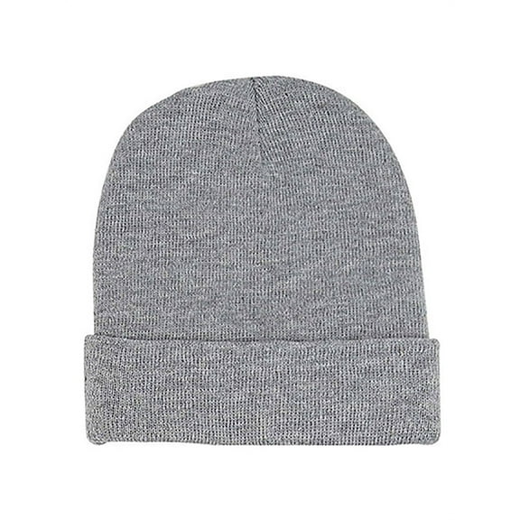 Knitted Cap Beanie with Cuff - Heather Grey