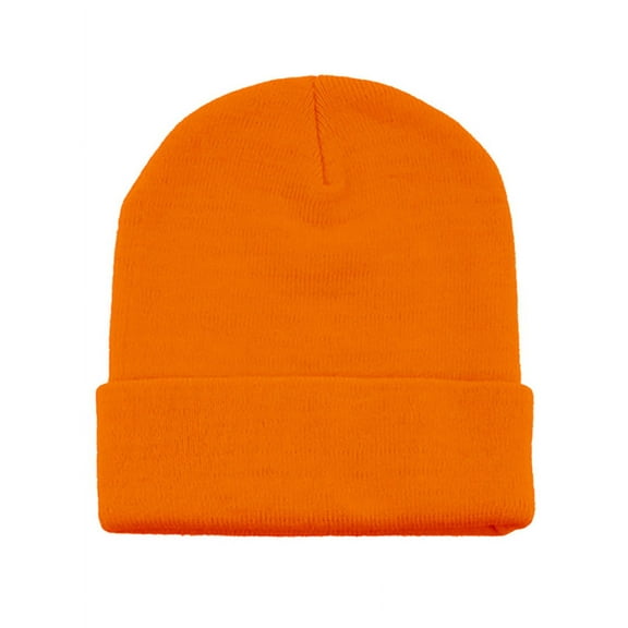 Knitted Cap Beanie with Cuff - Orange