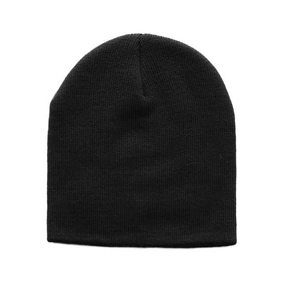Knitted Cap Cuffless Beanie - Black