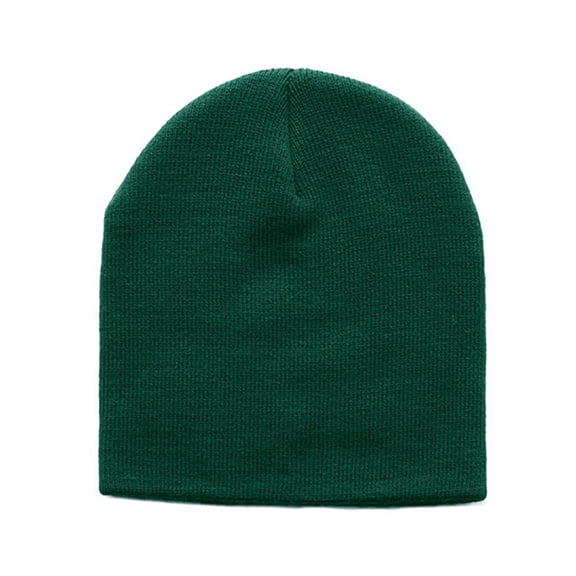 Knitted Cap Cuffless Beanie - Dark Green