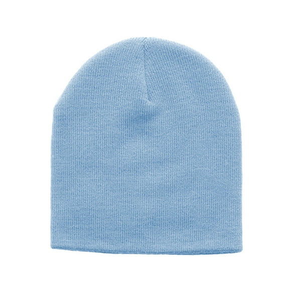 Knitted Cap Cuffless Beanie - Light Blue