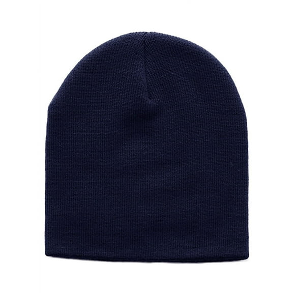 Knitted Cap Cuffless Beanie - Navy