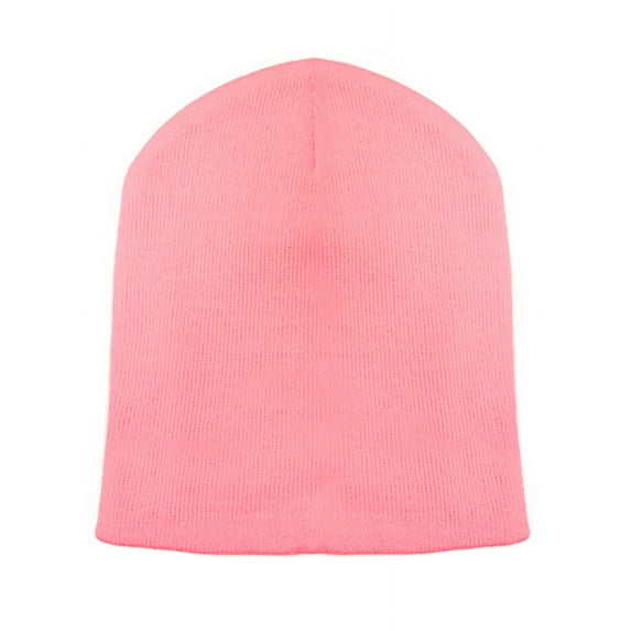 Knitted Cap Cuffless Beanie - Pink