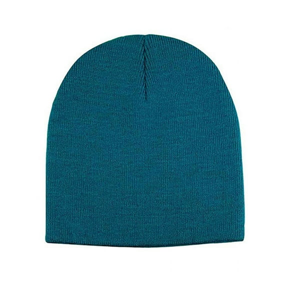 Knitted Cap Cuffless Beanie - Turquoise