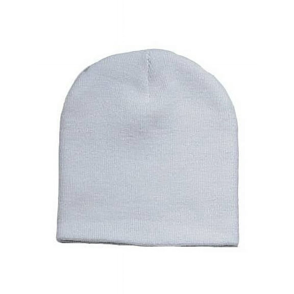 Knitted Cap Cuffless Beanie- White