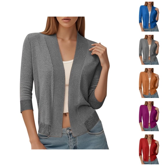Knitted Cardigan Pure Color Open Front Sweater Long Sleeve Soft Comfortable Fall Winter Casual Outwear Cardigan Sweaters for Women