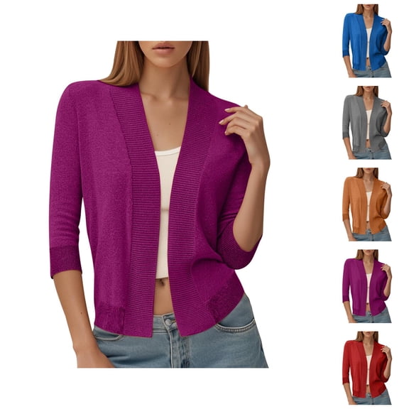 Knitted Cardigan Pure Color Open Front Sweater Long Sleeve Soft Comfortable Fall Winter Casual Outwear Cardigan Sweaters for Women