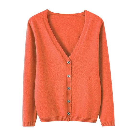 Baberdicy Women's V-Neck Cardigan Sweater Clearance! Long Cardigans for Women Orange Xxl