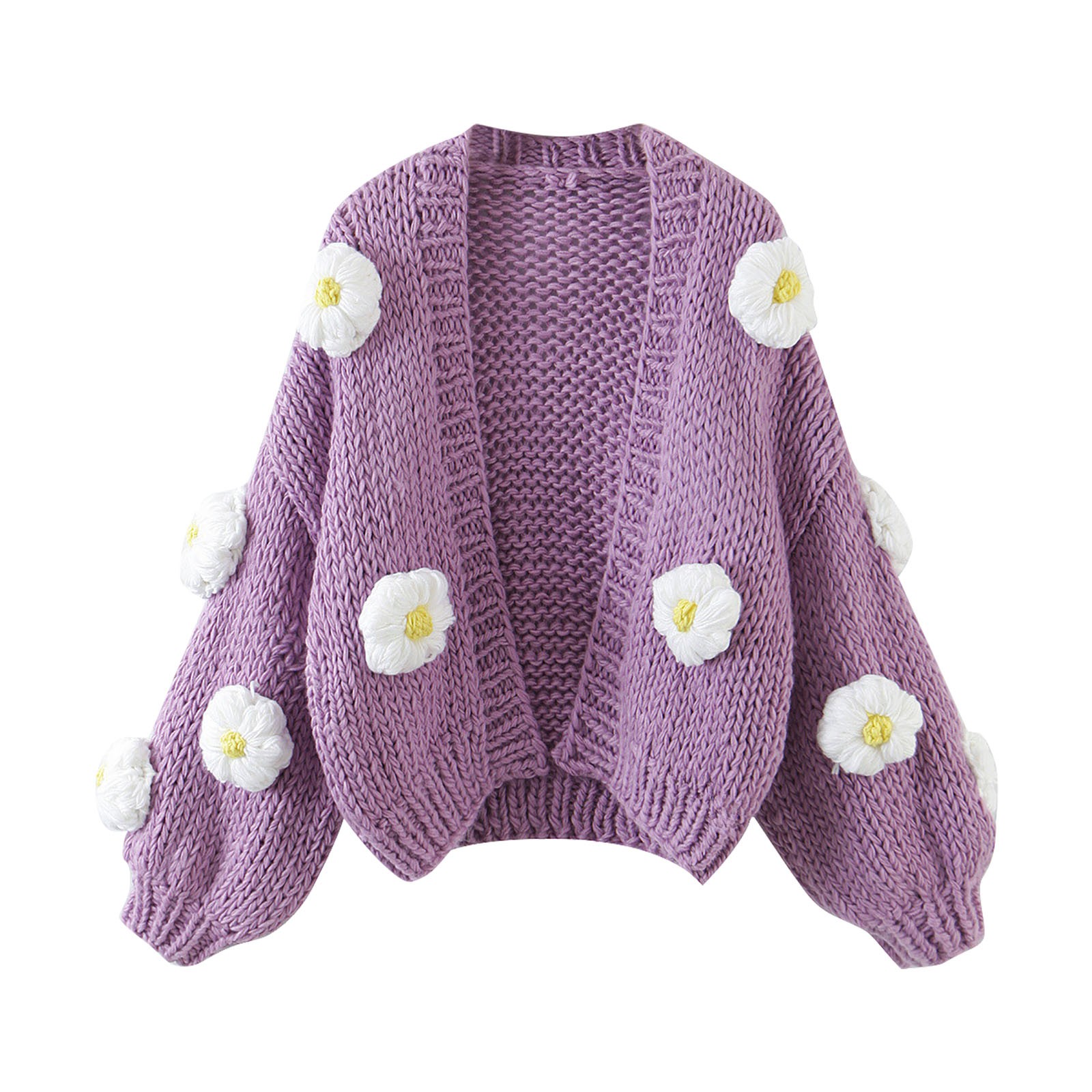 Knitted Cardigans for Women Oversized Floral Cardigan Cropped