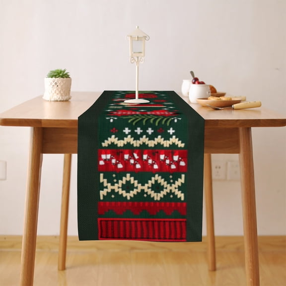 Knitted Christmas (1) Table Runner, Seasonal Fall Winter Kitchen Dining Table Decoration for Home Party Decor 13x108 Inch