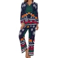 thumbnail image 1 of Knitted Christmas Deer Snow Women's Long Sleeve Flannel Pajama Set Sleepwear XL, 1 of 5