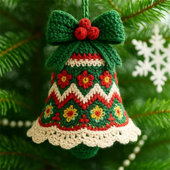 Knitted Christmas Ornament Kit, Handmade Crochet Decoration, DIY Santa Claus Holiday Craft Set for Beginners, Festive Knit Home Decor Accessory